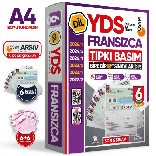 2026 YDS Fransızca ÖSYM Tıpkı Basım Çıkmış Soru Deneme Paketi 6lı Fasikül SETİ