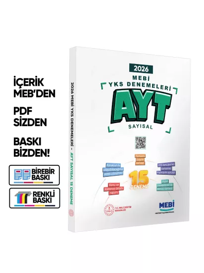2026 MEBİ YKS-AYT SAYISAL 15li Deneme Kitabı Video Çözümlü Renkli BASKI ÜCRETİ