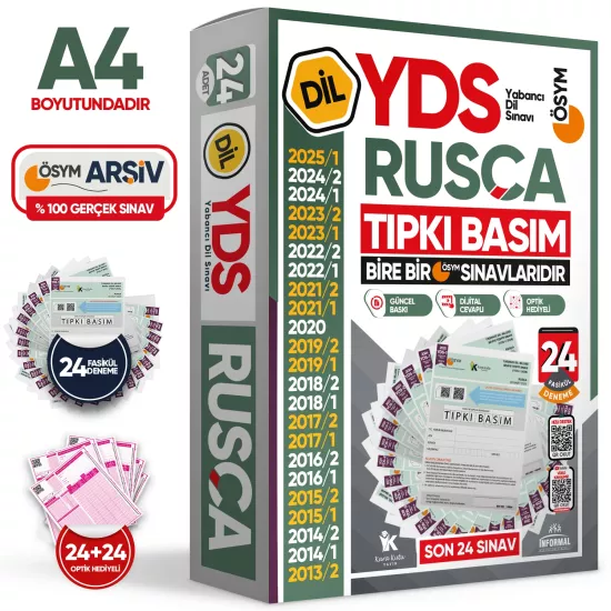 2026 YDS Rusça ÖSYM Tıpkı Basım Çıkmış Soru Deneme Paketi 24lü Fasikül SETİ