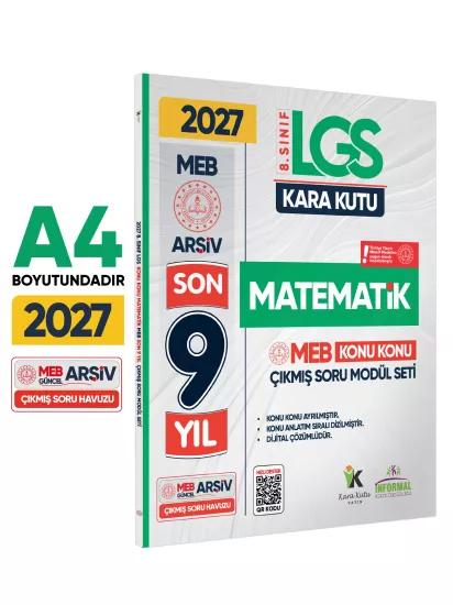 2027 LGS 8.Sınıf MATEMATİK Karakutu MEB Çıkmış Soru Modülü Video/PDF Çözümlü Konu Konu Son 9 Yıl