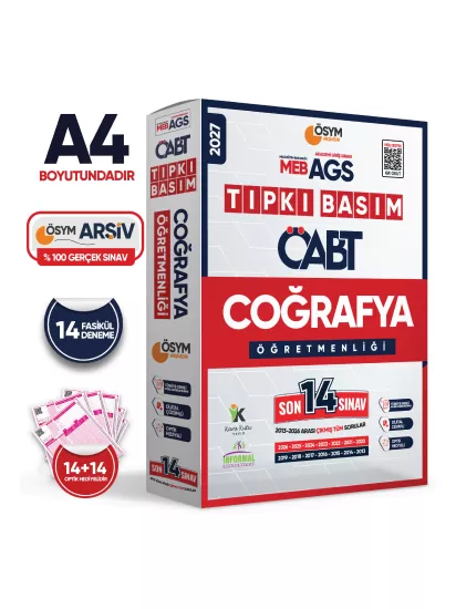2027 MEB-AGS ÖABT Coğrafya Öğretmenliği ÖSYM Tıpkı Basım 14lü Deneme Paketi Dijital Cevaplı