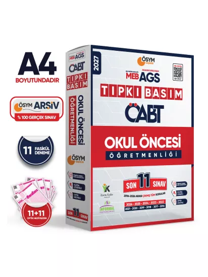 2027 MEB-AGS ÖABT OKUL ÖNCESİ Öğretmenliği ÖSYM Tıpkı Basım 11li Deneme Paketi Türkiye Geneli