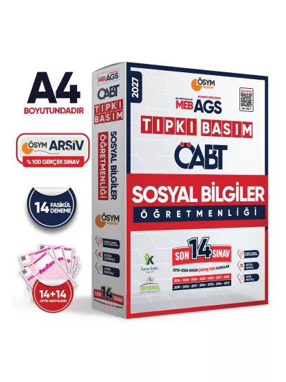 2027 MEB-AGS ÖABT Sosyal Bilgiler Öğretmenliği ÖSYM Tıpkı Basım 14lü Deneme Paketi Türkiye Geneli
