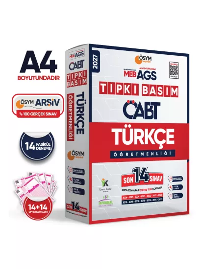 2027 MEB-AGS ÖABT Türkçe Öğretmenliği ÖSYM Tıpkı Basım 14lü Deneme Paketi Dijital Cevaplı
