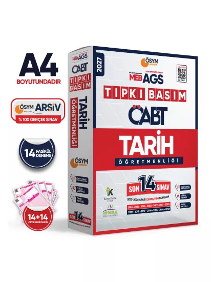 2027 MEB-AGS ÖABT Tarih Öğretmenliği ÖSYM Tıpkı Basım 14lü Deneme Paketi Dijital Cevaplı