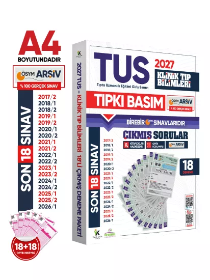 2027 TUS Klinik Tıp Bilimleri ÖSYM Çıkmış Soru Tıpkı Basım Son 10 Yıl 18li Deneme Kitapçığı