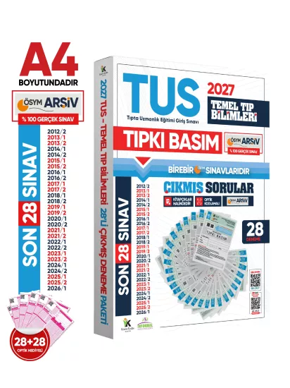 2027 TUS Temel Tıp Bilimleri ÖSYM Çıkmış Soru Tıpkı Basım Son 15 Yıl 28li Deneme Kitapçığı