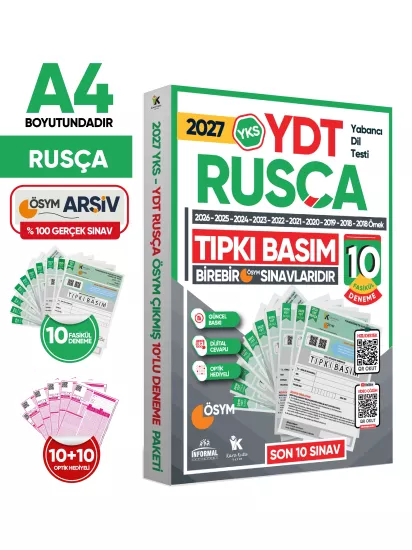 2027 YKS YDT (Yabancı Dil Testi) RUSÇA ÖSYM Çıkmış Soru Tıpkı Basım Deneme Paketi 10lu Türkiye Geneli