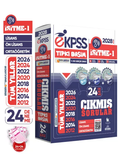 2028 EKPSS Lisans-Önlisans-Ortaöğretim İşitme-1 ÖSYM Tıpkı Basım 24’lü Kitapçık TG Deneme Paketi