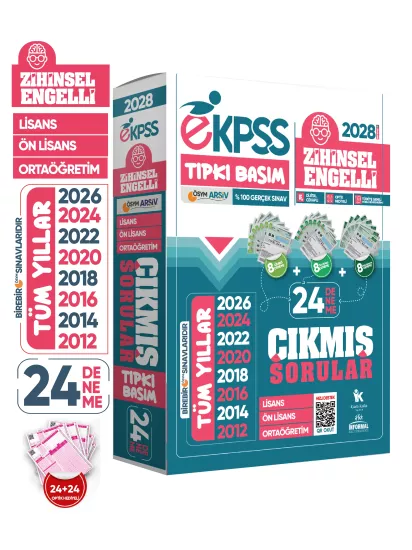 2028 EKPSS Lisans-Önlisans-Ortaöğretim Zihinsel Engelli ÖSYM Tıpkı Basım 24’lü Kitapçık Deneme Paketi