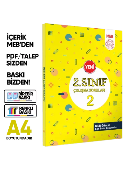 MEB İlkokul 2.Sınıf Çalışma Soruları 1 Tüm Dersler Kazanım Pekiştirme Kitabı BASKI ÜCRETİ
