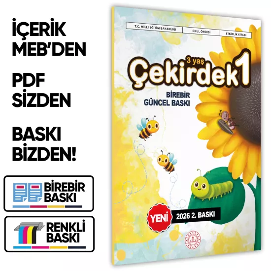 2026 3 Yaş Okul Öncesi MEB Etkinlik Kitabı Çekirdek 1 Eğlenceli ve Öğretici Aktiviteler BASKI ÜCRETİ