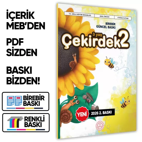 2026 3 Yaş Okul Öncesi MEB Etkinlik Kitabı Çekirdek 2 Eğlenceli ve Öğretici Aktiviteler BASKI ÜCRETİ