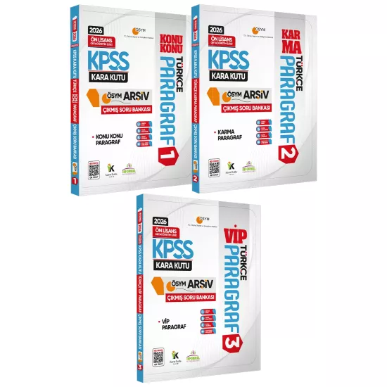 2026 KPSS Önlisans/Ortaöğretim Türkçe Paragraf Kara Kutu 3’lü Altın Set Çıkmış Soru B. Konu Özetli 