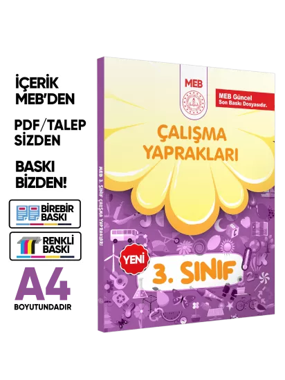 MEB İlkokul 3.Sınıf Çalışma Yaprakları TÜM DERSLER Etkinlikli Eğlenceli S. Bankası BASKI ÜCRETİ
