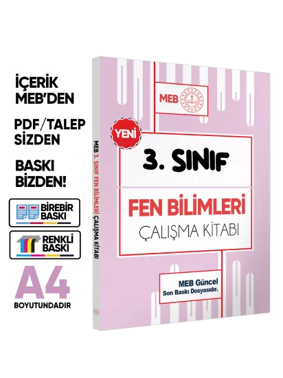 MEB ÖDM İlkokul 3.Sınıf FEN BİLİMLERİ Çalışma Kitabı Alıştırmalı Soru Bankası BASKI ÜCRETİ