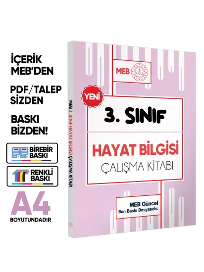 MEB ÖDM İlkokul 3.Sınıf HAYAT BİLGİSİ Çalışma Kitabı Alıştırmalı Soru Bankası BASKI ÜCRETİ