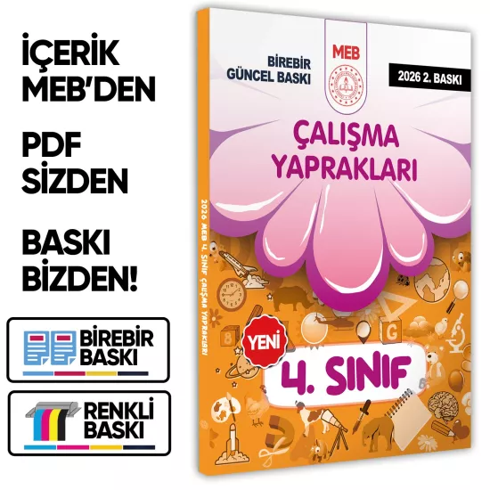 2026 MEB İlkokul 4.Sınıf Çalışma Yaprakları TÜM DERSLER Etkinlikli Eğlenceli S. Bankası BASKI ÜCRETİ