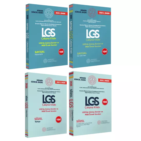 2026 8.Sınıf LGS MEB Örnek Soruları Sözel ve Sayısal Çalışma Kitabı 4’lü SET RENKLİ A4 Boyut GÜNCEL