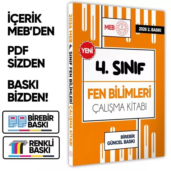 2026 MEB ÖDM İlkokul 4.Sınıf FEN BİLİMLERİ Çalışma Kitabı Alıştırmalı Soru Bankası BASKI ÜCRETİ