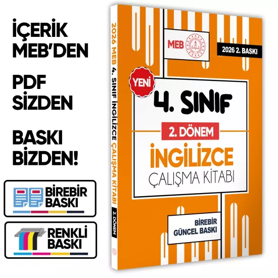 2026 MEB ÖDM İlkokul 4.Sınıf İNGİLİZCE 2.DÖNEM Çalışma Kitabı Alıştırmalı Soru Bankası BASKI ÜCRETİ