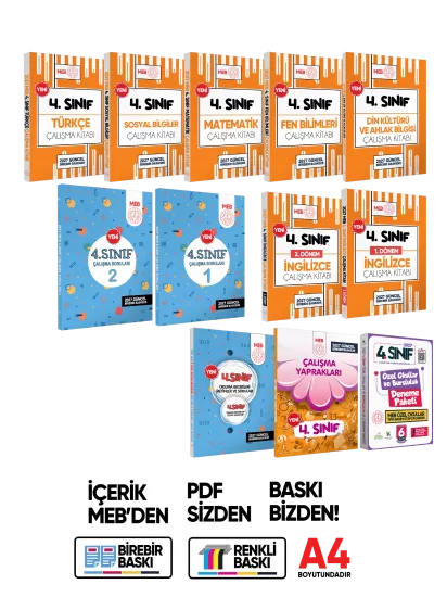 2027 MEB İlkokul 4.Sınıf Çalışma Kitabı Çalışma Soruları ve Deneme Paketi Tam Paket BASKI ÜCRETİ