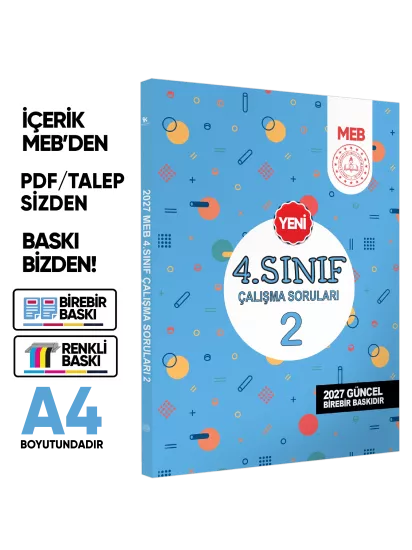 2027 MEB İlkokul 4.Sınıf Çalışma Soruları 2 Tüm Dersler Kazanım Pekiştirme Kitabı BASKI ÜCRETİ
