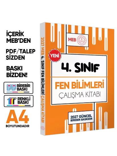 2027 MEB ÖDM İlkokul 4.Sınıf FEN BİLİMLERİ Çalışma Kitabı Alıştırmalı Soru Bankası BASKI ÜCRETİ