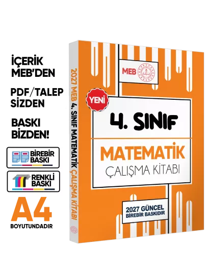 2027 MEB ÖDM İlkokul 4.Sınıf MATEMATİK Çalışma Kitabı Alıştırmalı Soru Bankası BASKI ÜCRETİ