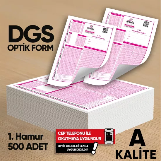 DGS Deneme Sınavları İçin 500 Adet (80.GR) Optik Form
