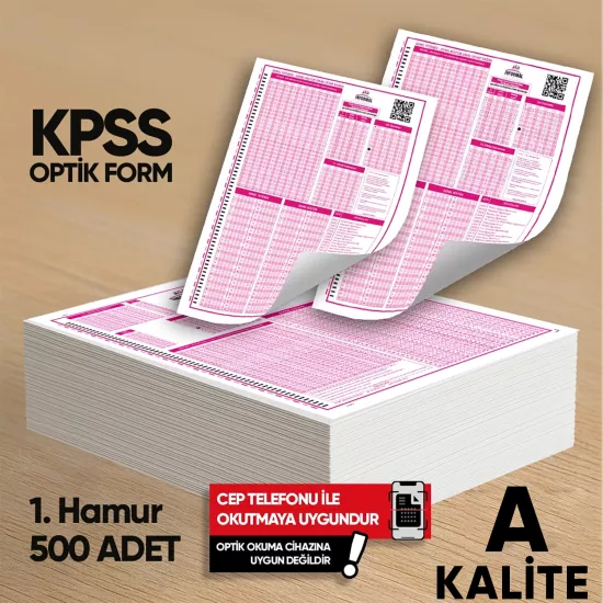 KPSS (GY-GK) Deneme Sınavları İçin 500 Adet (80.GR) Optik Form