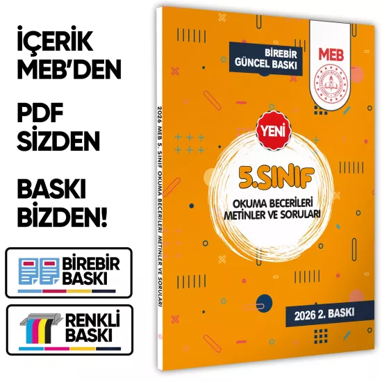 2026 5.Sınıf Maarif SİSTEM MEB Yardımcı Kaynakları Okuma Becerileri Kitabı BASKI ÜCRETİ