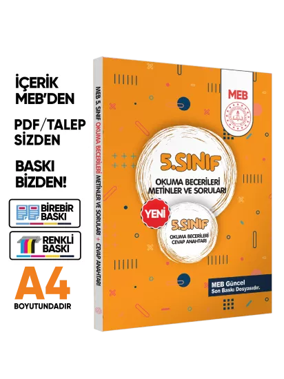 5.Sınıf Maarif SİSTEM MEB Yardımcı Kaynakları Okuma Becerileri Kitabı BASKI ÜCRETİ
