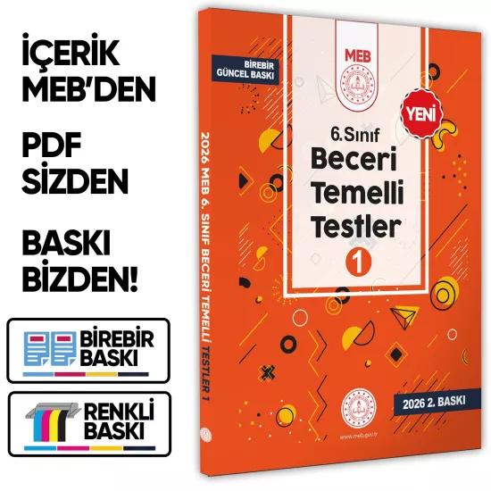2026 6.Sınıf MEB Beceri Temelli Testler 1. Kitap Örnek Soru Bankası (Renkli Baskı) BASKI ÜCRETİ