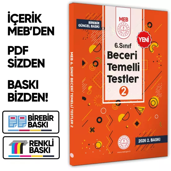 2026 6.Sınıf MEB Beceri Temelli Testler 2. Kitap Örnek Soru Bankası (Renkli Baskı) BASKI ÜCRETİ