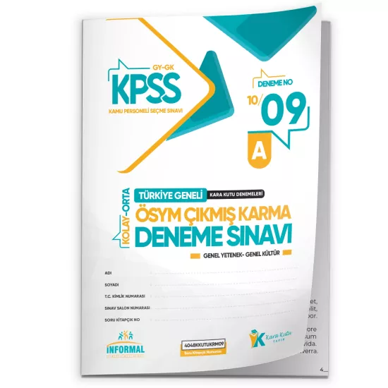 2026 KPSS ÖSYM Arşivi Çıkmış Soru Karma Genel Yetenek Genel Kültür D. Çözümlü Deneme 10/9.Kitapçık