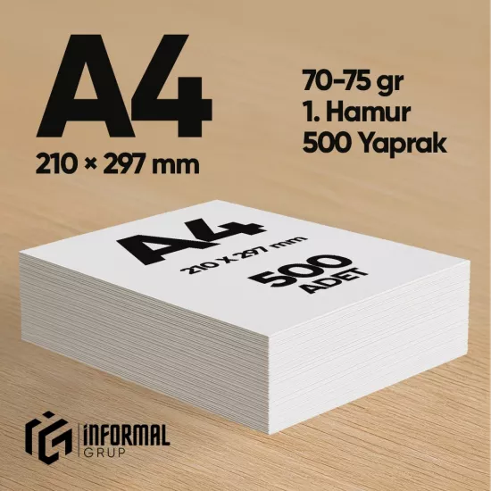 İnformal Fotokopi Kağıdı Premium Kalite A4 500 Yaprak 1. Hamur