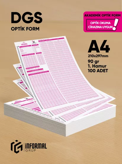 DGS  Akademik Değerlendirme Optik Formu (100 Adet - 90 gr - Optik Okuma Cihazlarıyla Uyumlu)