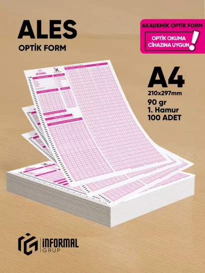 ALES Akademik Değerlendirme Optik Formu (100 Adet - 90 gr - Optik Okuma Cihazlarıyla Uyumlu)