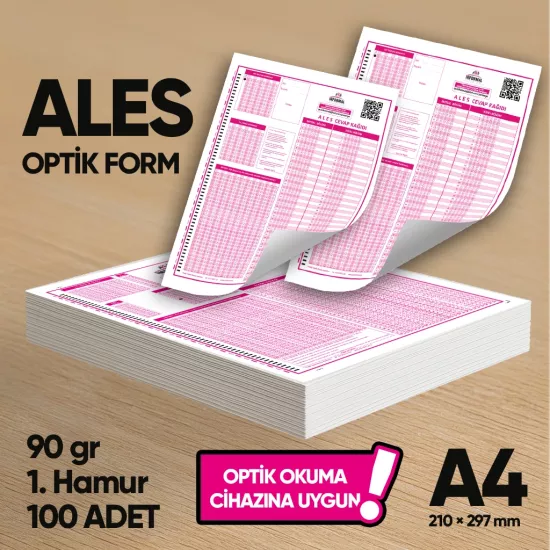 ALES Deneme Sınavları İçin 100 Adet (90.GR) Optik Form - Optik Okuma Uyumlu