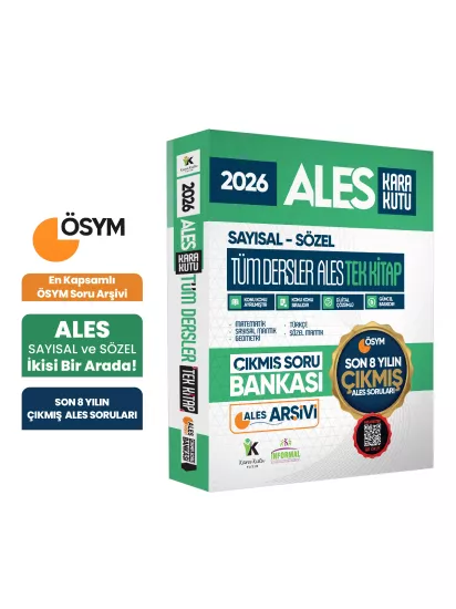 2026 ALES Tüm Dersler Sayısal Sözel Tek Kitap ÖSYM Çıkmış Sorular Son 8 Yıl PDF/Video Çözümlü