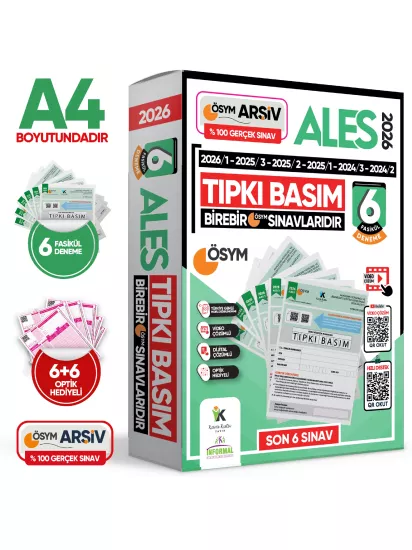 2026 ALES ÖSYM Tıpkı Basım Çıkmış Soru 6lı Deneme Paketi PDF/Video Çözümlü Türkiye Geneli