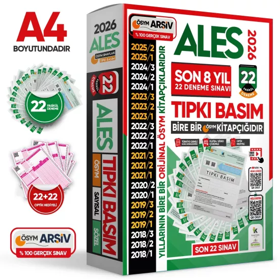 2026 ALES ÖSYM Tıpkı Basım EN EKONOMİK Çıkmış Soru 22li Deneme Paketi Video/PDF Çözüm Türkiye Geneli