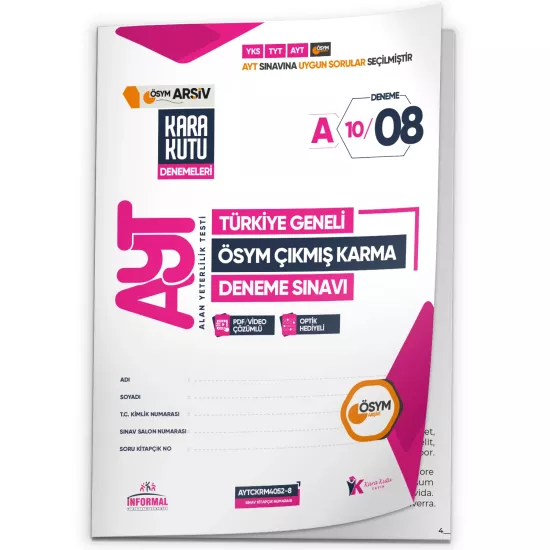 2026 AYT ÖSYM Tüm Arşivi Karma Kara Kutu Çıkmış Soru Türkiye Geneli D. Çözümlü Deneme 10/8.Kitapçık