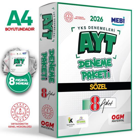 2026 YKS-AYT MEBİ ONLİNE Güncel SÖZEL 8li Seri Deneme Fasikül Paketi (A4 Boyut Renkli)