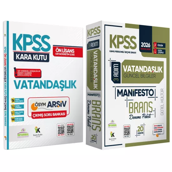 2026 KPSS Ön Lisans Vatandaşlık Kara Kutu Soru Bankası ve Manifesto Çözümlü Branş Deneme 2li Seti