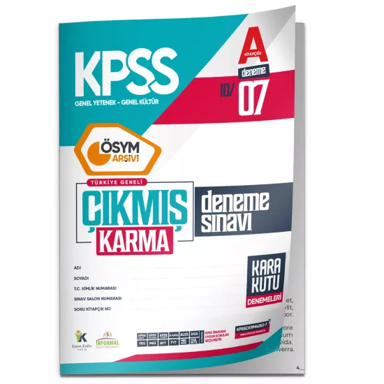 2026 KPSS ÖSYM Arşivi Çıkmış Soru Karma Genel Yetenek Genel Kültür D. Çözümlü Deneme 10/7.Kitapçık