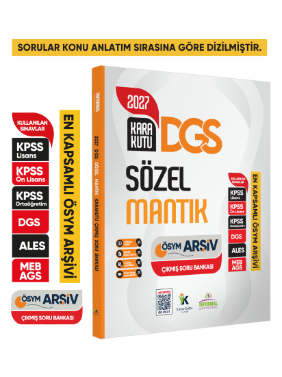 2027 DGS SÖZEL MANTIK Kara Kutu ÖSYM Çıkmış Soru Havuzu Bankası Konu Özetli Dijital Çözümlü