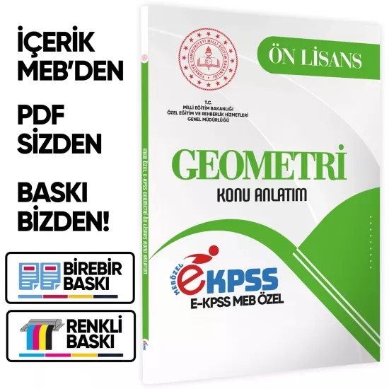 2026 MEB Özel EKPSS Önlisans-Ortaöğretim GEOMETRİ Konu Anlatımı Kitabı(A4 Büyük Boyut)BASKI ÜCRETİ