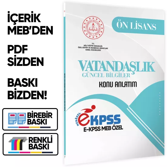 2026 MEB Özel EKPSS Önlisans-Ortaöğretim VATANDAŞLIK-Güncel Bilgiler Kitabı(A4 Boyut)BASKI ÜCRETİ